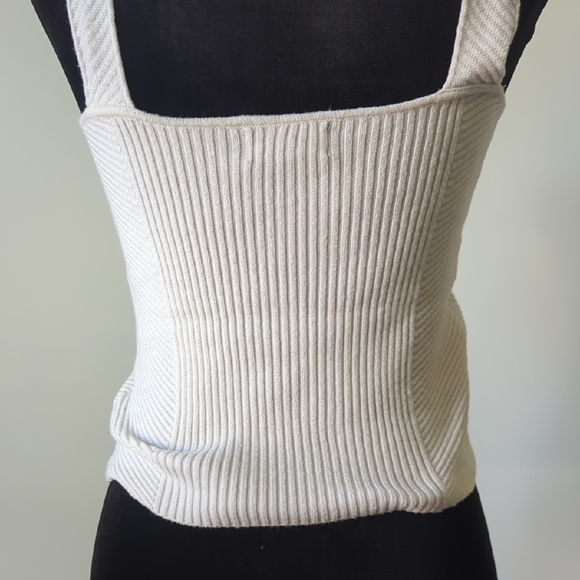 White Ribbed Fitted Tank Top - Picture 8 of 10